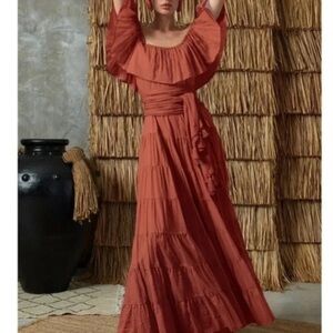 ERIKA PENA RITA BOHEMIAN OFF SHOULDER TIERED MAXI DRESS S/M